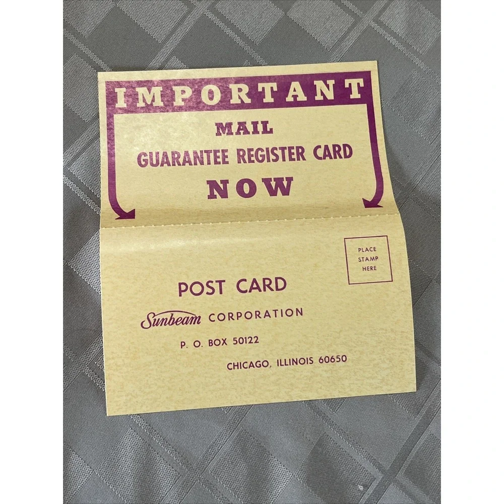 SUNBEAM MIST STICK CURLER STYLER 54-28 WC2 1973 EUC Vintage Warranty Card Tested